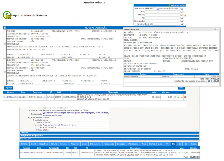 Integração dos projetos com o SIAFI